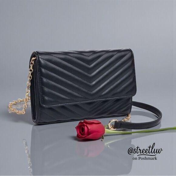 Urban Expressions ~ The Tamara Black Quilted Crossbody Bag - Picture 1 of 9